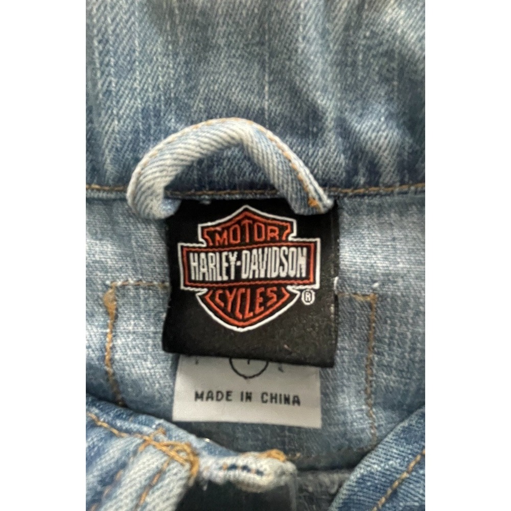 Harley Davidson Kids Denim Jacket Size 7 Trucker Motorcycle Jean - Picture 4 of 9